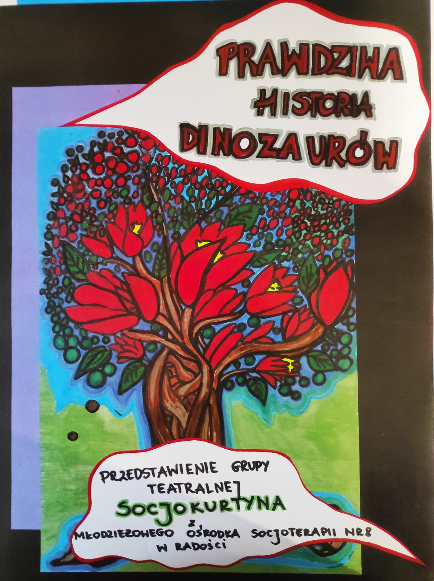 Plakat przedstawienia grupy Socjokurtyna