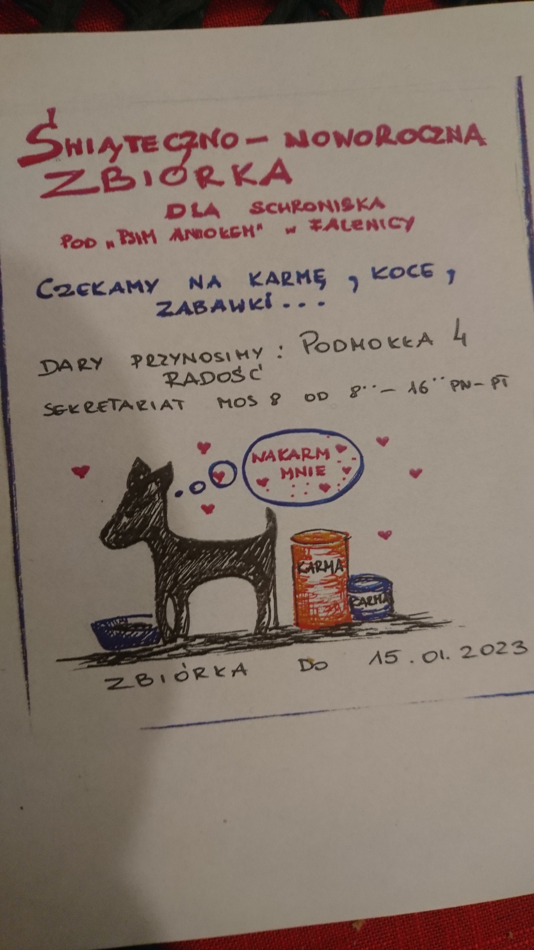 Zbiórka dla zwierząt - plakat