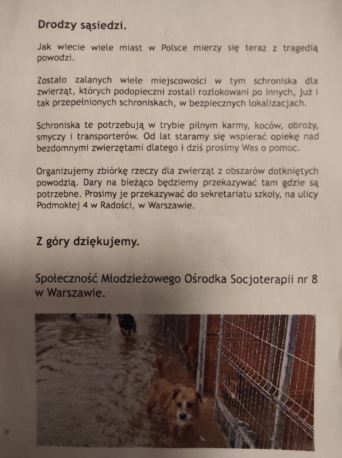 Plakat z prośbą o pomoc