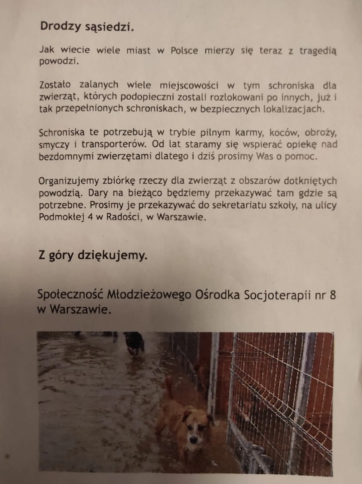 Plakat z prośbą o pomoc
